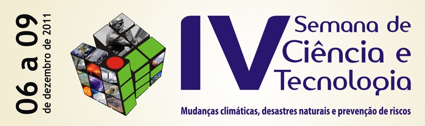 Banner do Contendo a Logomarca da IV Semana de Ciência e Tecnologia, Logomarca do IFMG - campus Bambuí e o texto: 'Ciência para o Desenvolvimento Sustentável'