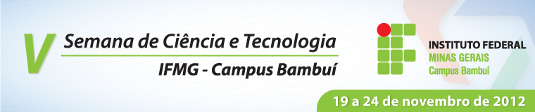 Banner do Contendo a Logomarca da IV Semana de Ciência e Tecnologia, Logomarca do IFMG - campus Bambuí e o texto: 'Ciência para o Desenvolvimento Sustentável'