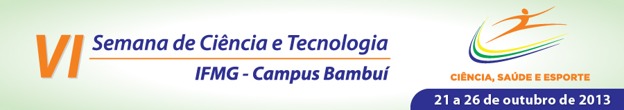 Banner do Contendo a Logomarca da VI Semana de Ciência e Tecnologia, Logomarca do IFMG - campus Bambuí e o texto: 'Ciência para o Desenvolvimento Sustentável'