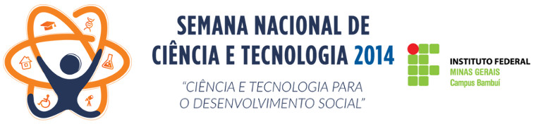 Banner do Contendo a Logomarca da V Semana de Ciência e Tecnologia, Logomarca do IFMG - campus Bambuí e o texto: 'Ciência para o Desenvolvimento Sustentável'