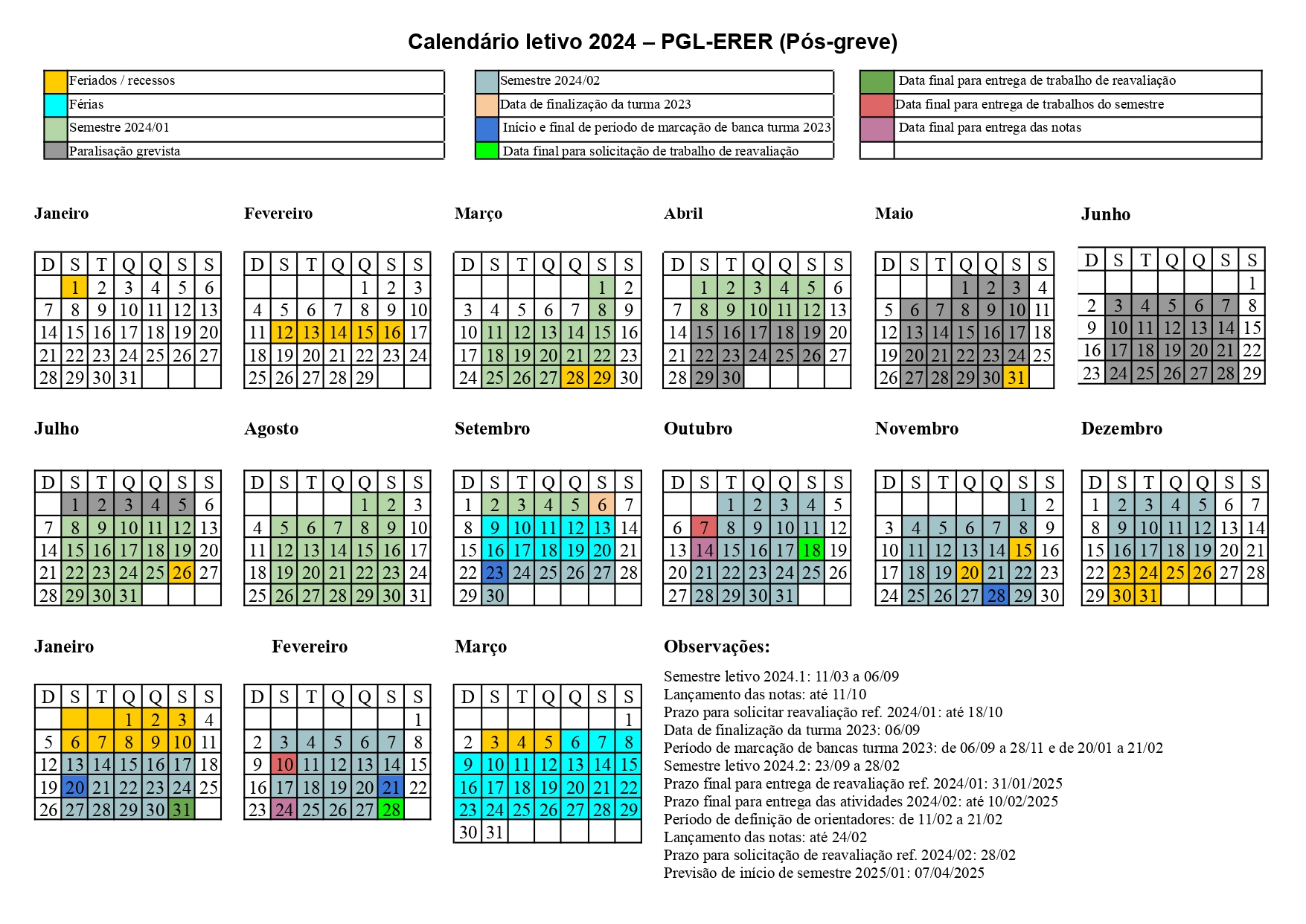 Calendario PGL ERER 2024