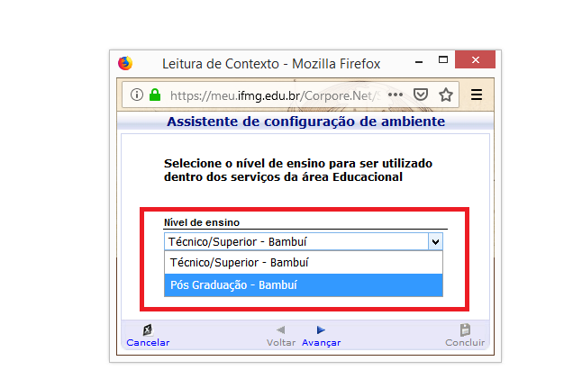 2 alterando nivel de ensino