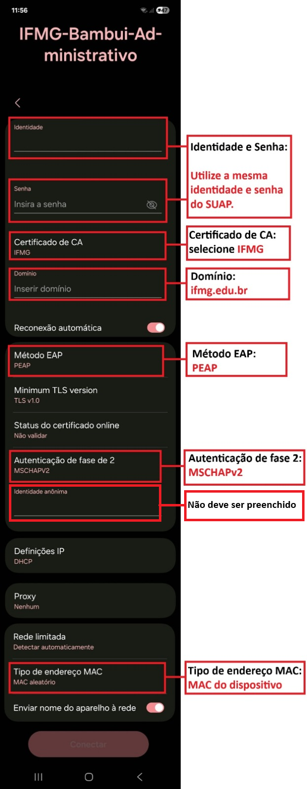Preenchimento Conexão